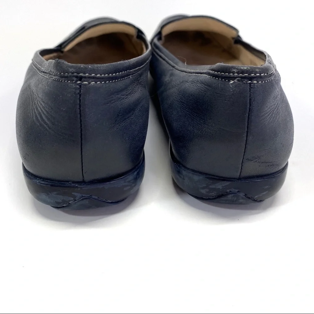 Salvatore Ferragamo Navy Blue Leather Loafers